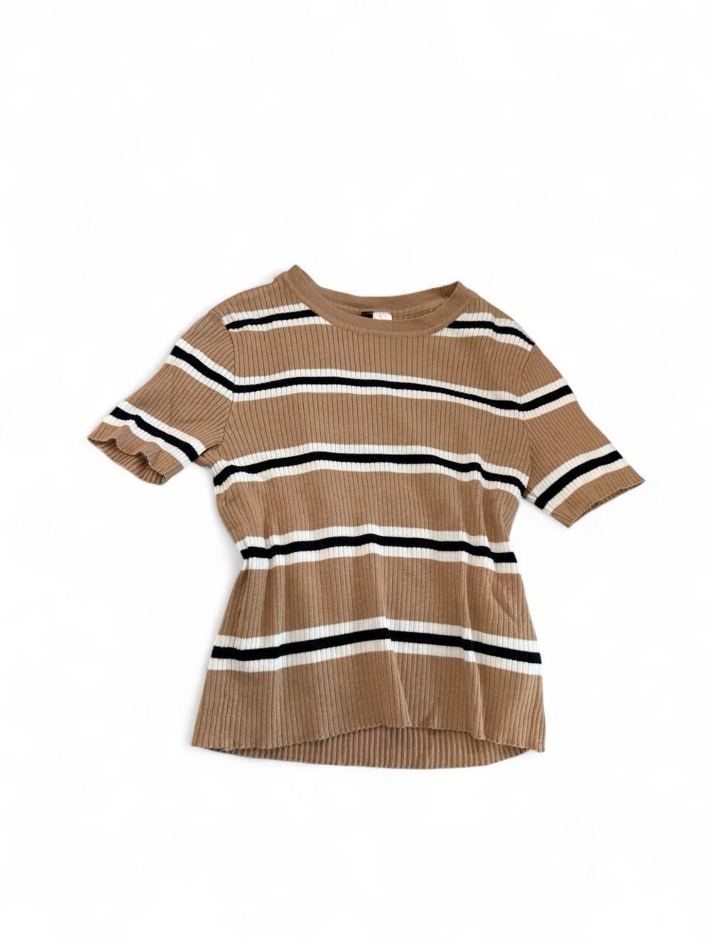 H&M Divided Ribbed Striped Short Sleeve Top